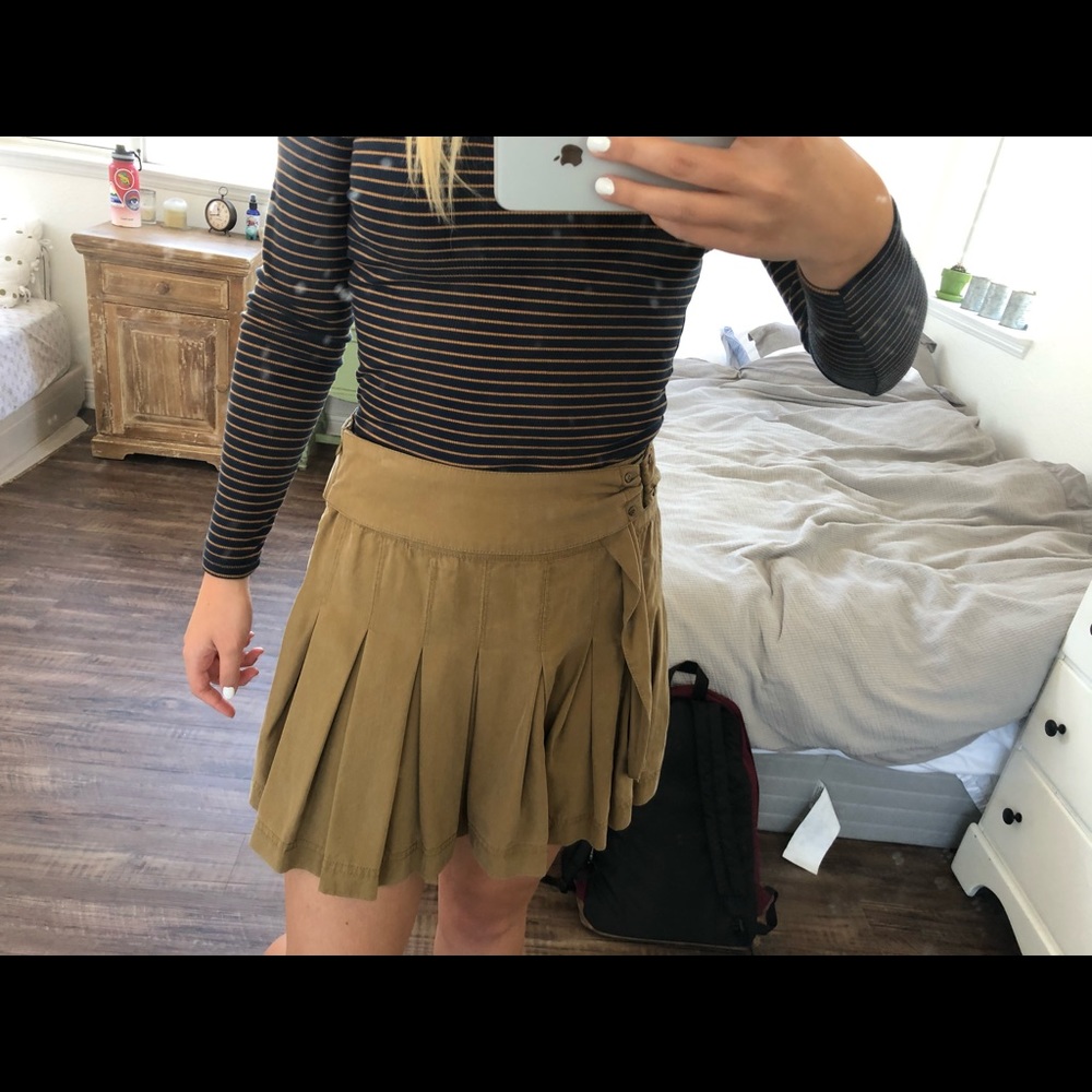 Free People Pleated Tan Skirt